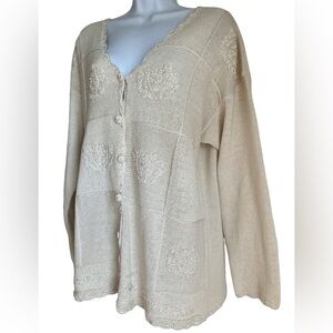 VINTAGE CELINA YANG EMBROIDERED BEADED PEARL CARDIGAN RARE